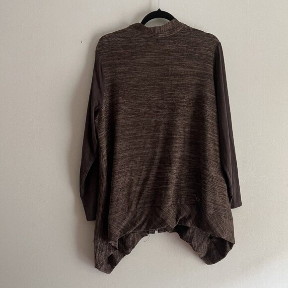 LOGO Lori Goldstein XL Pockets Full Zip Lagenlook Faux Suede Sleeves Cardigan - Picture 9 of 9